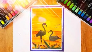 scenery drawing with oil pastels oil pastels drawing drawing easy  ZZArtsFun drawzt [upl. by Stockton]