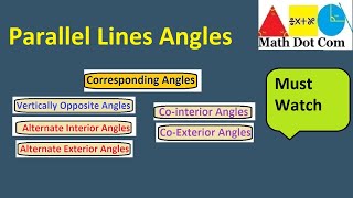 Vertically Opposite Angles Alternate Interior Exterior Angles  CoInterior Exterior Angles [upl. by Otiragram]