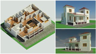 32x42 House Design with two Master Bedroom at ground floor and One Bedroom at first floor [upl. by Itak813]