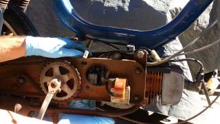 Carb Removal 1977 Vespa Bravo Moped [upl. by Ylicec733]