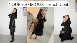 Nour Hammour Leather trench Coat 2024 TREND or classic REVIEW [upl. by Synn]