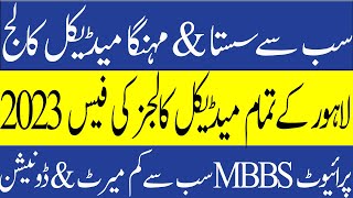 Lahore All Private Medical Colleges feePakistan Private MBBS Fee Private Medical College Fee 2023 [upl. by Aisat]