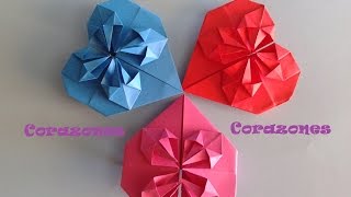 Origami  Papiroflexia Corazón para decorar o regalar San Valentín o Día de la Madre [upl. by Lynette310]