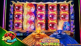 Volcanic Rock Fire Twin Fever BIG BONUSES Konami Slot in Morongo Casino [upl. by Pitt]