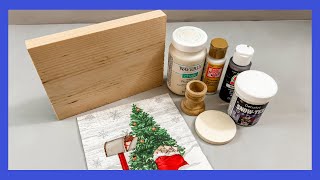 Christmas Shelf Sitter DIY  Napkin Decoupage  Christmas Craft  Just 1 Easy DIY [upl. by Cirdor]