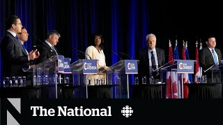 Charest Poilievre clash in Frenchlanguage Conservative leadership debate [upl. by Lassiter]