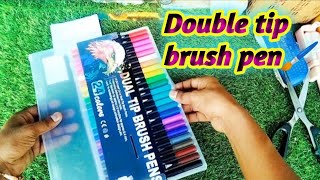 Double tip brush pen 🖌️  Colour  Unboxing  Review brushpen Aryanvermastudios [upl. by Ylrevaw293]