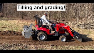 Subcompact Tractor Tilling and Leveling Ground [upl. by Nebra747]