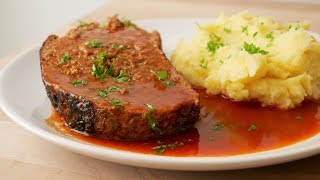 Sie haben Hackfleisch Saftiger Hackbraten ohne Ei mit Kartoffelbrei und Rotkraut lecker und einfach [upl. by Llenod]