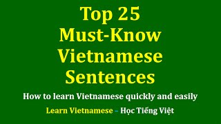 Top 25 MustKnow Vietnamese Phrases  How to learn Vietnamese quickly and easily [upl. by Aisul]