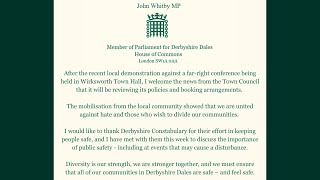 Labour MP John Whitby Isnt Happy We Used Wirksworth Town Hall For Our Conference [upl. by Bollen959]