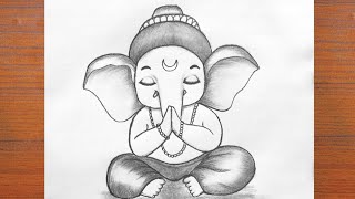 ganesh ji ki art drawing  Drawing of ganesh bhagwan ganpati sketch drawing step by step easy [upl. by Sunshine912]