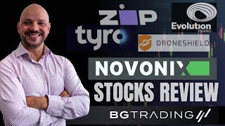 STOCKS REVIEW ASX NVX ZIP EVN DRO TYR Novonix Zip Evolution Mining Droneshield and Tyro [upl. by Silvan]