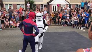 The Best Spiderman amp StormTrooper dance off Ever Boogie Storm [upl. by Aigroeg]