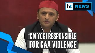 ‘Riotmongers among govt itself’ Akhilesh Yadav slams CM Yogi over CAA violence [upl. by Nylrehs]