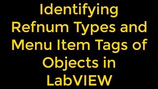 Identifying Refnum Types and Menu Item Tags of Objects in LabVIEW [upl. by Ferrell486]