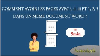 COMMENT AVOIR DES PAGES AVEC i ii ET 1 2 DANS UN MEME DOCUMENT WORD [upl. by Eihtak792]