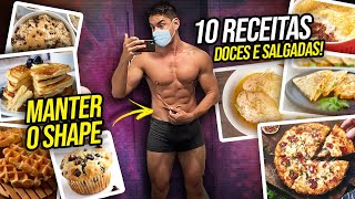 10 RECEITAS SIMPLES COM ALTA PROTEÍNA para TRINCAR  😷Panqueca  pizza  Frango  Waffle  muffin [upl. by Noillid]