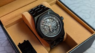 Automatic Black Skeleton Royal Oak  Custom SeikoMod [upl. by Eekorehc]