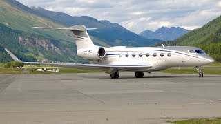 Gulfstream G650 Strong Wind Landing at Engadin Airport [upl. by Ika94]