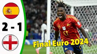 Spain vs England 21 All Goals amp Highlights  Euro Final 2024 efootball [upl. by Yenot]