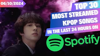 TOP 30 MOST STREAMED KPOP SONGS ON SPOTIFY IN THE LAST 24 HOURS  6 OCT 2024 [upl. by Yffub]