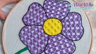 Bordado Fantasía Flor 10  Hand Embroidery Flower with Fantasy Stitch embroidery tutorial [upl. by Nerot]