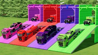 TRANSPORTING PIXAR CARS amp FRUITS WITH COLORED amp JOHN DEERE vs CLAAS vs TRACTORS  BeamNGdrive 983​ [upl. by Aiuqenehs]