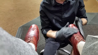 Best shoe shine in Denver  ASMR  POV  Cole Haan Boots [upl. by Curkell167]