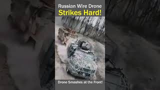 Russian Wire Guided FPV Drone Strikes Armored Vehicle [upl. by Alfonse]