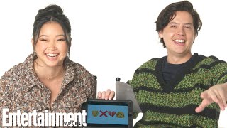 Moonshot Stars Lana Condor amp Cole Sprouse Guess RomCom Movies From Emojis  Entertainment Weekly [upl. by Eyk]