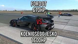 Ford GT Vs Koenigsegg Jesko  Drag Race 400Kmh koenigsegg dragrace [upl. by Alohs]