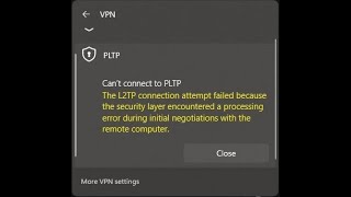 🔑 The l2tp connection attempt failed because the security layer fix [upl. by Merlina]