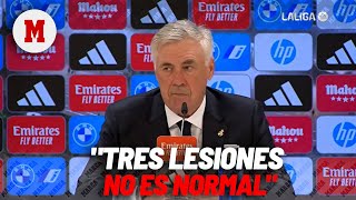 Ancelotti quotTres lesiones en la primera parte no es normal la exigencia del calendarioquot I MARCA [upl. by Learrsi]