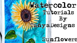 Watercolor Brush Pens Sunflowers Easy Watercolor Tutorial [upl. by Rorke]