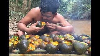 Find and cook snail in forest  Collect Snail Cooking For Food Eating delicious [upl. by Korie]