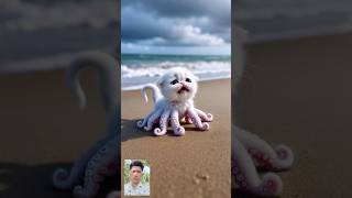 when white octopus kitten was attacked on the beach cat cute story ai [upl. by Mikal]