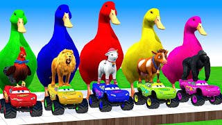 5 Giant Duck Cartoon Cow Giraffe Elephant Lion Paint Wild Animals Crossing Fountain Animation 2 [upl. by Acenahs603]