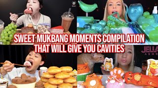 SWEET mukbang moments that will give you CAVITIES compilation [upl. by Nyrahs]