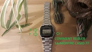 COMMENT REGLER L HEURE DE SA MONTRE CASIO exemple avec une CASIO A163WA module 593 [upl. by Heti]