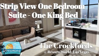 Las Vegas Strip view  TOP FLOOR  Crockfords  Resorts World Las Vegas  One Bedroom Suite [upl. by Cuthburt]