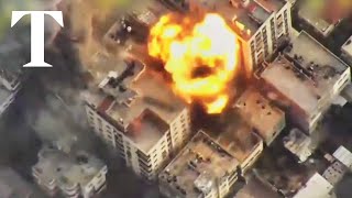 Israel Defence Force releases footage of devastating aerial bombardment of Gaza [upl. by Rosenthal]