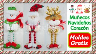 🦌🎄⛄🎅 Tutorial Muñecos Navideños Corazón [upl. by Erdeid]