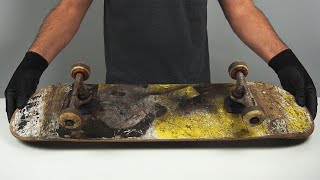 ABANDONED SKATEBOARD RESTORATION  My First Custom DIY SATISFYING [upl. by Tihom]