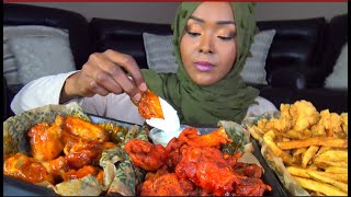 ASMR Wingstop Mango HabaneroCajunHickory BBQ  اصوات الاكل  اجنحة الدجاج [upl. by Plato]