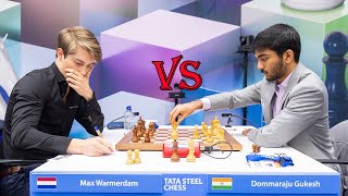 PAWN SAC Gukesh 2725 vs Max Warmerdam 2625  Tata Steel Masters 2024  R7 [upl. by Erdnael]