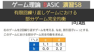 ゲーム理論BASIC 演習58 有限回繰り返しゲームにおける部分ゲーム完全均衡 [upl. by Hazard]