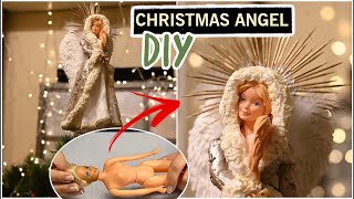 Barbie doll makeover DIY Christmas tree angel topper [upl. by Anneuq]