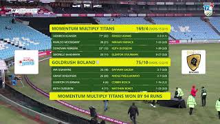 CSA T20 Challenge  Momentum Multiply Titans vs Goldrush Boland [upl. by Ellennej]