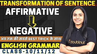 Transformation Of Sentence  AFFIRMATIVE से NEGATIVE Sentence बनाना सीखों English Grammar For All [upl. by Asilrahc]